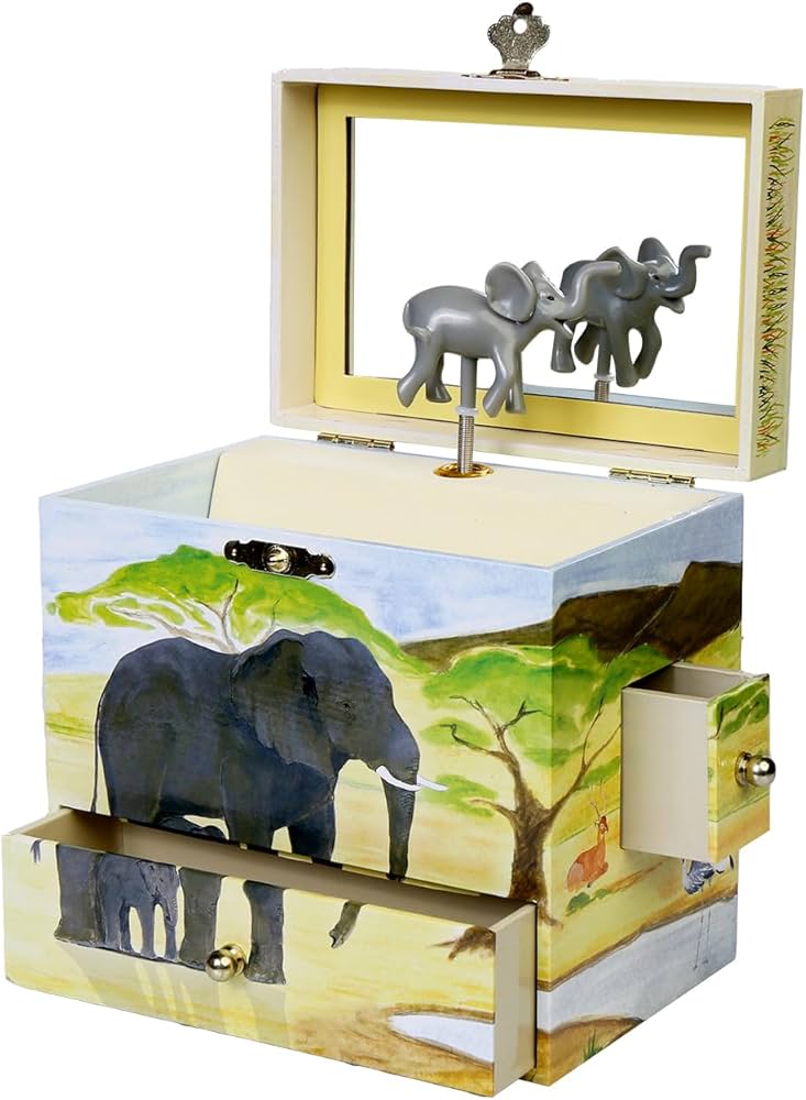 ジュエリーボックス　Kit キットファニチャ– Amazon.com: Enchantmints Savanna Musical Jewelry Box Elephant